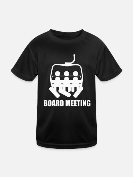 Planche, Réunion, Snowboard, Remonte-pente, Piste, Vacances d’hiver - T-shirt sport Enfant - noir - Devant