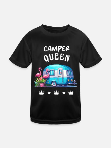 Camper Queen Camping Caraven Camping-car Été - T-shirt sport Enfant - noir - Devant