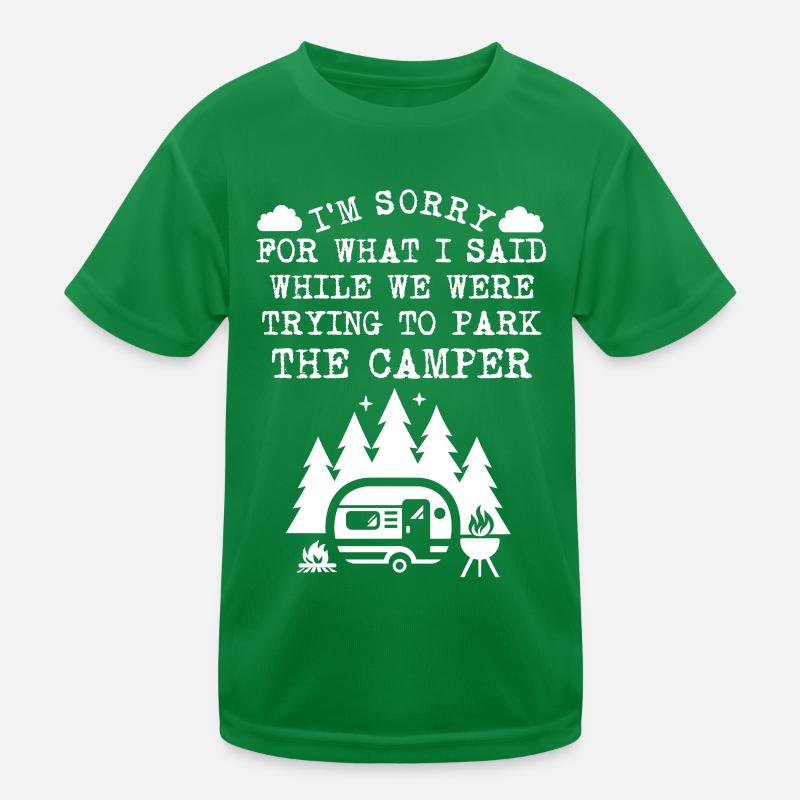 Camping Wohnwagen Lagerfeuer Grill Campingplatz Kinder Funktions-T-Shirt