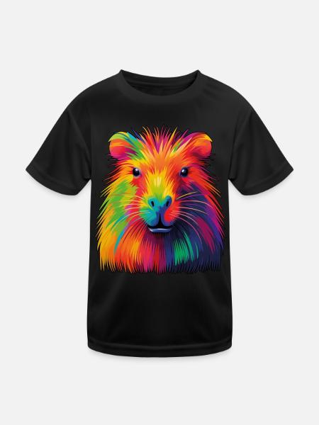 Capybara - Kinder Funktions-T-Shirt - Schwarz - Vorne