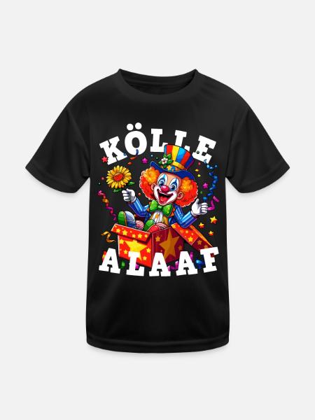 Lustiger Clown feiert Karneval in Köln Alaaf Blume - Kinder Funktions-T-Shirt - Schwarz - Vorne