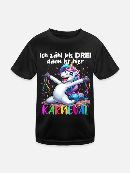Unicorn Carnival Confetti Alaaf Helau Party Funny - Kids Functional T-Shirt - black - Front