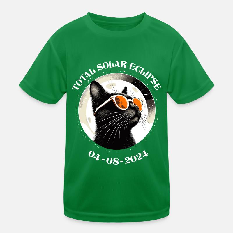 Solar Eclipse April 2024 Cat America Funny Kids Functional T-Shirt