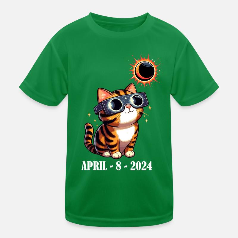 Solar Eclipse Cat April America Moon Funny Kids Functional T-Shirt