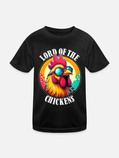 Lord of the chickens chicken chickens chicken coop man - Kids Functional T-Shirt - black - Front