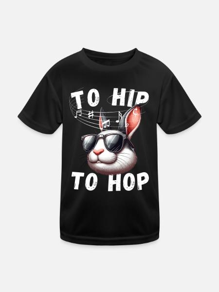 Lapin de Pâques Cool Bunny Hip Hop Lunettes De Soleil Musique Fun - T-shirt sport Enfant - noir - Devant