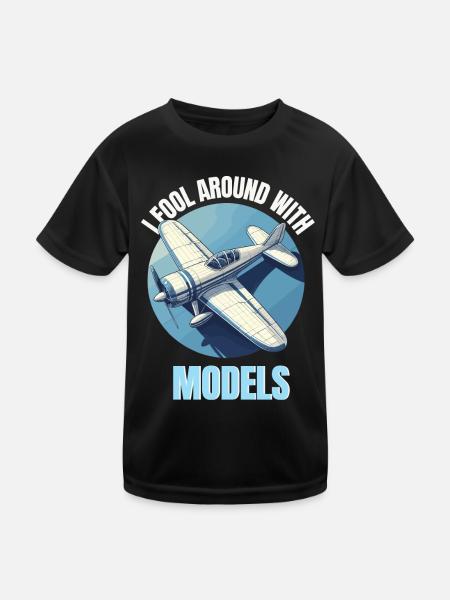 Model Making Model Airplane Airfield Flying Funny - Kids Functional T-Shirt - black - Front