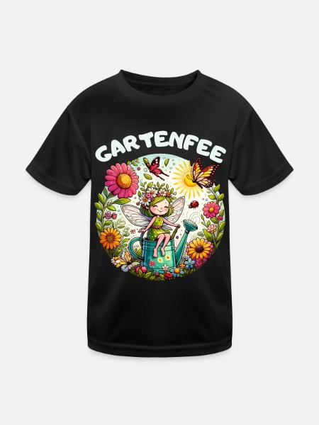 Jardin Jardin Fée, Jardinier, Fleurs, Lotissement - T-shirt sport Enfant - noir - Devant