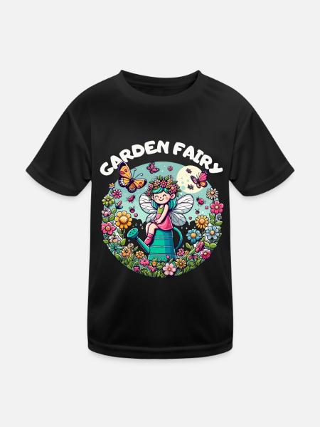 Garten Gartenfee Gärtnerin Gießkanne Blumen Sonne - Kinder Funktions-T-Shirt - Schwarz - Vorne