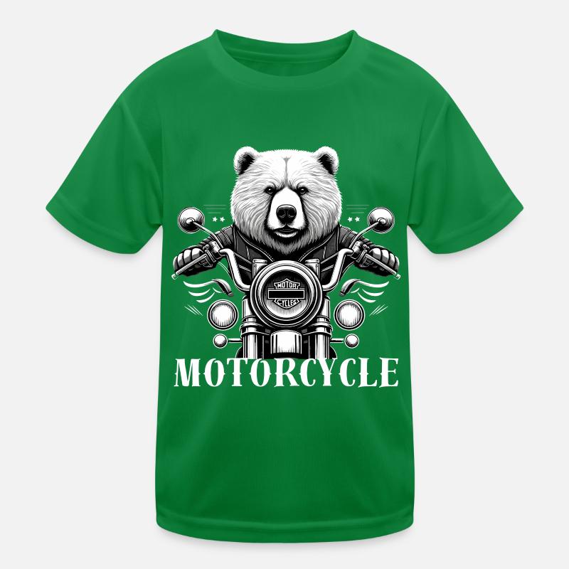 Motorrad Biker Grizzly Bär Männer Vatertag lustig Kinder Funktions-T-Shirt