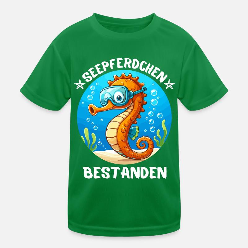 Seepferdchen Schwimmen Schwimmabzeichen Meer Süß Kinder Funktions-T-Shirt