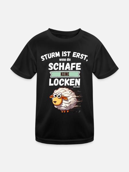 Hamburg Schaf Locken Sturm Wetter Küste Lustig - Kinder Funktions-T-Shirt - Schwarz - Vorne