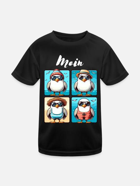 Hamburg Moin Möwe Küste Norden Nordsee Lustig - Kinder Funktions-T-Shirt - Schwarz - Vorne