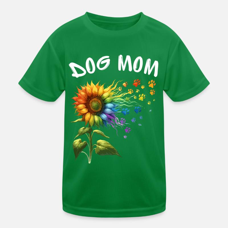 Dog Mom Hund Muttertag Sonnenblume Regenbogen Wau Kinder Funktions-T-Shirt