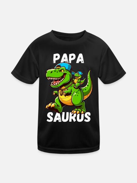 Papa Saurus Dinosaure Fête des Pères Baseball Drôle - T-shirt sport Enfant - noir - Devant