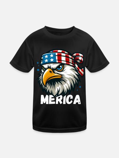 America Eagle USA Independence Day United States - Kids Functional T-Shirt - black - Front