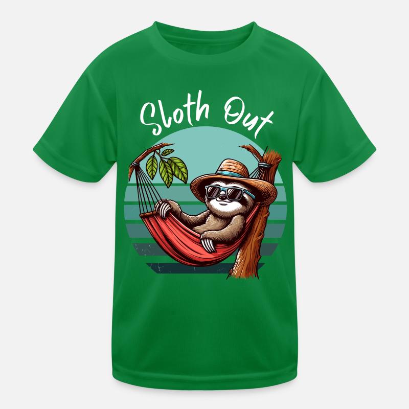Sloth Hammock Time Out Vacation Beach Sea Fun Kids Functional T-Shirt