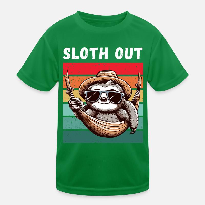Sloth Hammock Holiday Weekend Chilling Fun Kids Functional T-Shirt