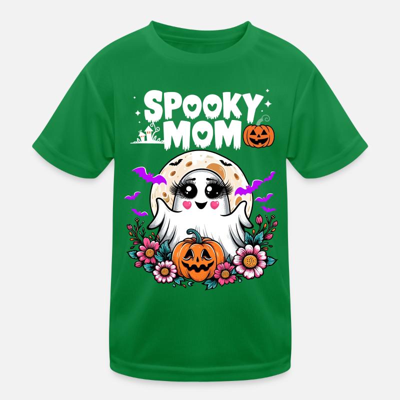 Halloween Spooky Mom Ghost Ghost Pumpkin Mom Kids Functional T-Shirt