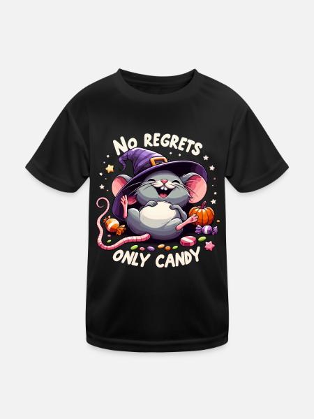 Halloween Maus Hexe Hexenhut Candy Lustig Niedlich - Kinder Funktions-T-Shirt - Schwarz - Vorne
