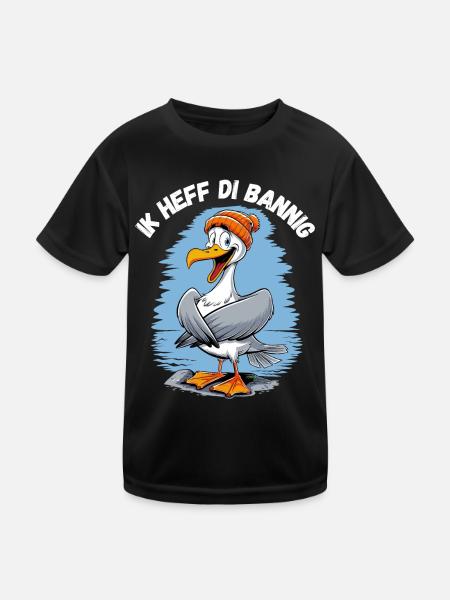 Hamburg Seagull I Love You Low German North Sea - Kids Functional T-Shirt - black - Front