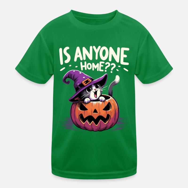 Halloween Katze Hexenhut Hexe Fratze Niedlich Fun Kinder Funktions-T-Shirt