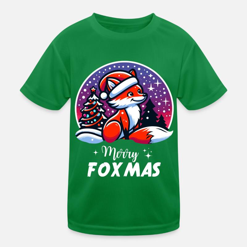 Christmas Merry Foxmas Fox Snow Fox Nature Kids Functional T-Shirt