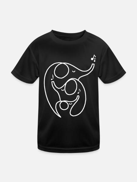 Musik Elefanten Trompete Note Grafik Afrika Lustig - Kinder Funktions-T-Shirt - Schwarz - Vorne