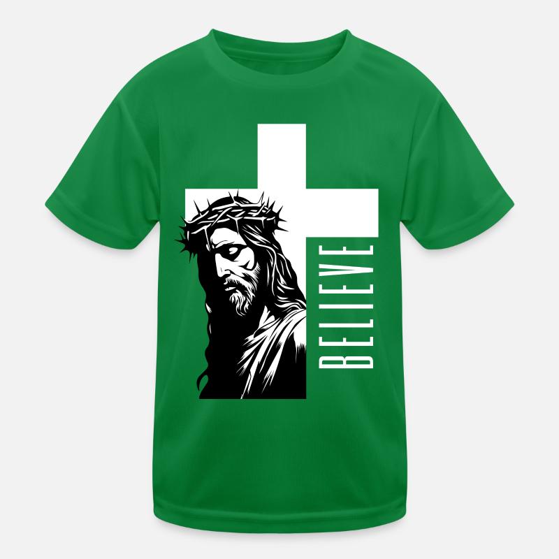 Jesus - Believe: Starkes Glaubens-Design Kinder Funktions-T-Shirt
