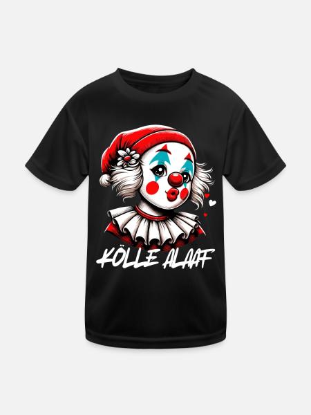 Karneval Kölle Alaaf Clown Kostüm Veedel Köln - Kinder Funktions-T-Shirt - Schwarz - Vorne