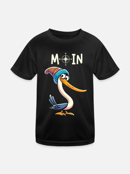 Hamburg Moin Möwe Beanie Nordsee Norden Lustig - Kinder Funktions-T-Shirt - Schwarz - Vorne