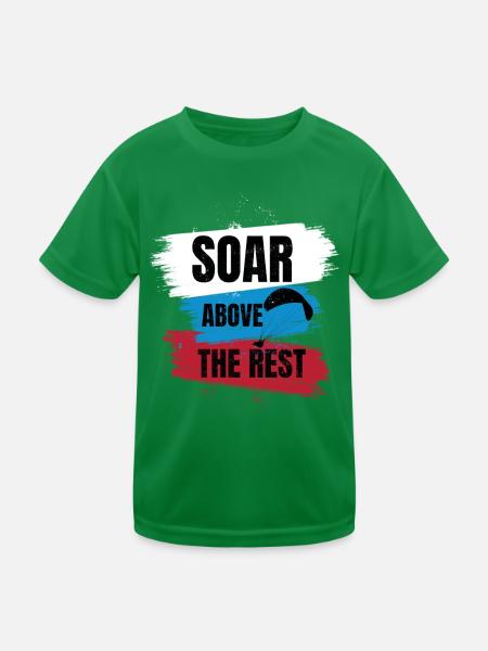 Soar Above the Rest – Paragliding Design - Kids Functional T-Shirt - kelly green - Front