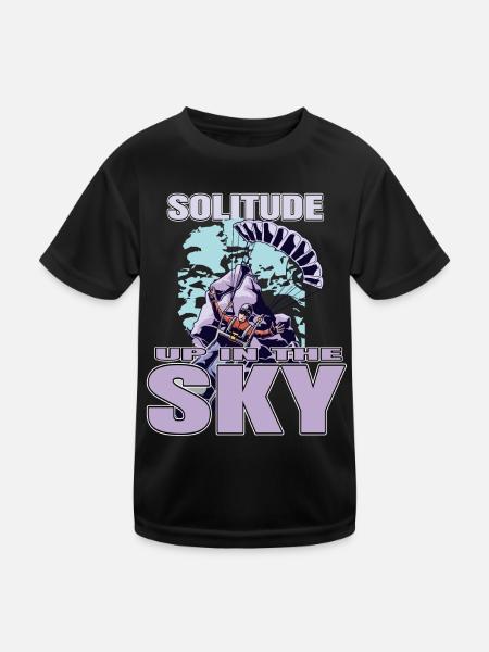 Solitude Up in the Sky – Paragliding - Kids Functional T-Shirt - black - Front