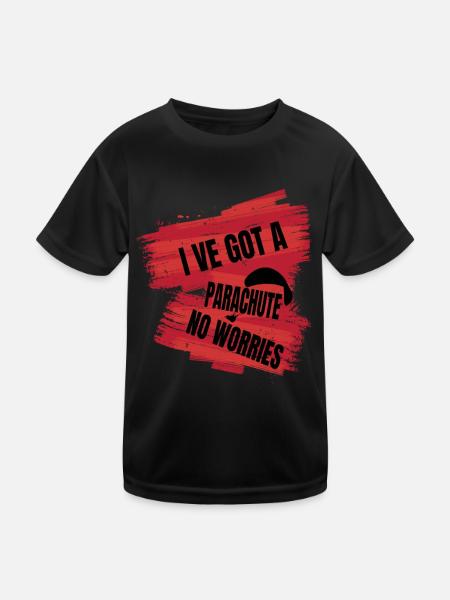 I've Got a Parachute – No Worries - Kinder Funktions-T-Shirt - Schwarz - Vorne