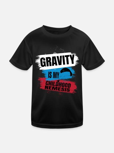 La gravité est mon ennemi juré d’enfance – Le plaisir du parapente - T-shirt sport Enfant - noir - Devant