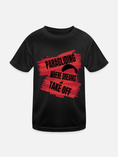 Paragliding – Where Dreams Take Off - Kids Functional T-Shirt - black - Front