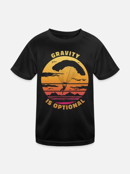 Gravity Is Optional – Paragliding Freedom - Kids Functional T-Shirt - black - Front
