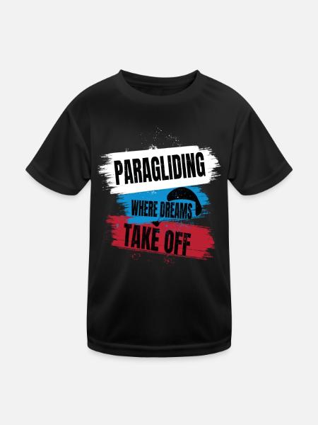 Paragliding – Where Dreams Take Off - Kids Functional T-Shirt - black - Front