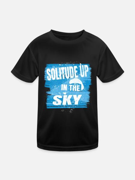 Solitude Up in the Sky – Paragliding Serenity - Kids Functional T-Shirt - black - Front
