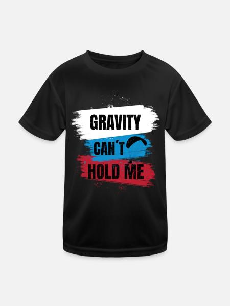Gravity Can't Hold Me – Paragliding Design - Kids Functional T-Shirt - black - Front