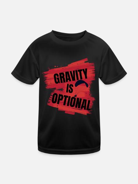 Gravity Is Optional – Paragliding Design - Kinder Funktions-T-Shirt - Schwarz - Vorne