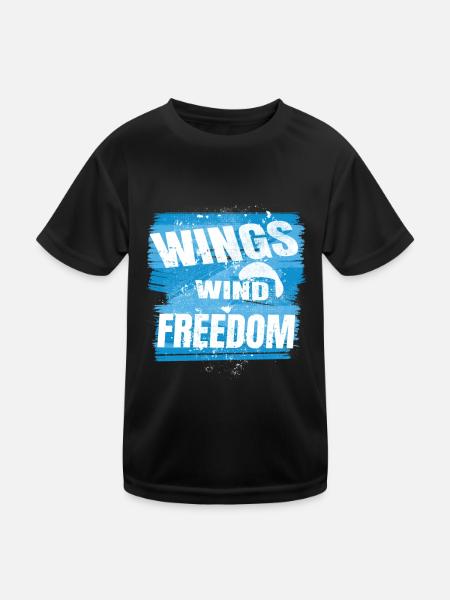 Ailes Wind Freedom – Parapente Design - T-shirt sport Enfant - noir - Devant