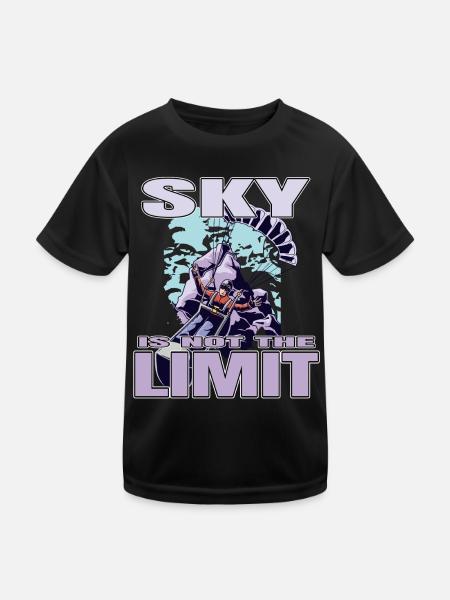 Sky is the Limit - Paraglider Spruch - Kids Functional T-Shirt - black - Front