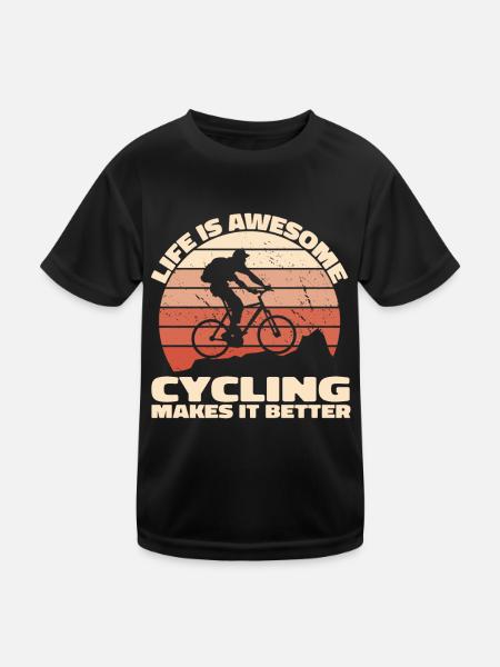 Life is awesome, Cycling makes it better - Bike - Kinder Funktions-T-Shirt - Schwarz - Vorne