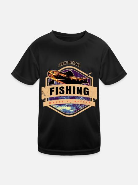La vie est belle, la pêche la rend meilleure - Angler Spr - T-shirt sport Enfant - noir - Devant