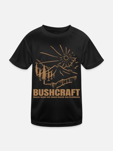 Bushcraft - Bush genius with a touch of crafti - Kids Functional T-Shirt - black - Front