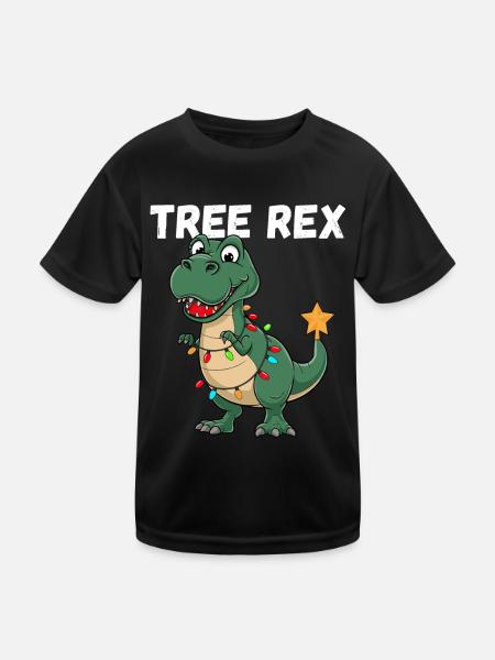 Weihnachten Dinosaurier Tree Rex Kinder Lustig - Kinder Funktions-T-Shirt - Schwarz - Vorne