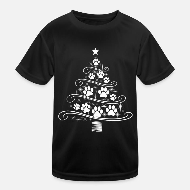 Weihnachtsbaum Pfote Pfotenabdruck Hund Katze Wau Kinder Funktions-T-Shirt