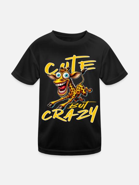 Motif drôle de bande dessinée de girafe mignonne mais folle - T-shirt sport Enfant - noir - Devant