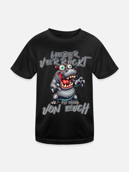 Hippopotame fou Mieux vaut fou qu’un de - T-shirt sport Enfant - noir - Devant